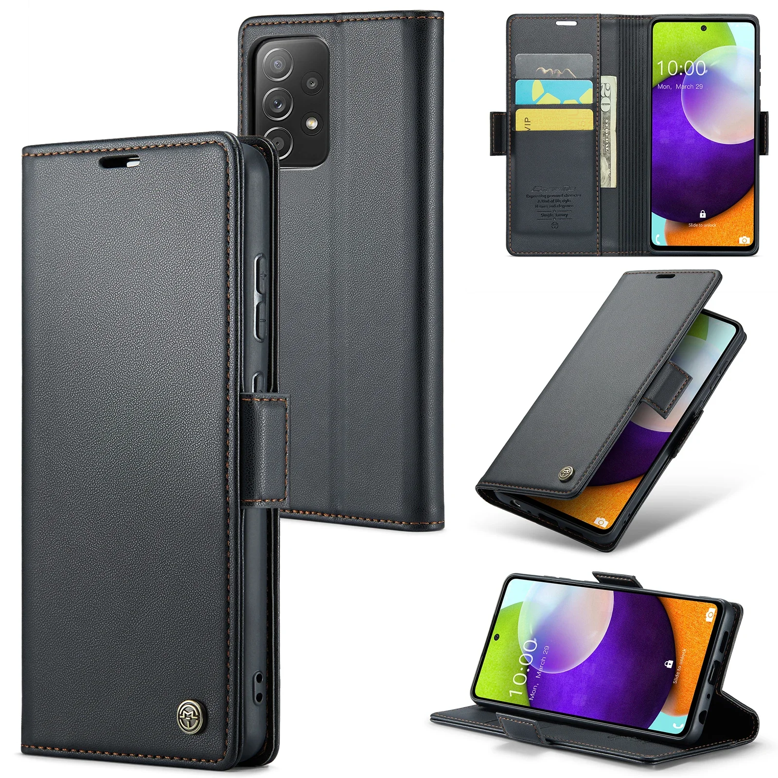 Luxury Business Leather Wallet Case with Card Slots and Flip Cover