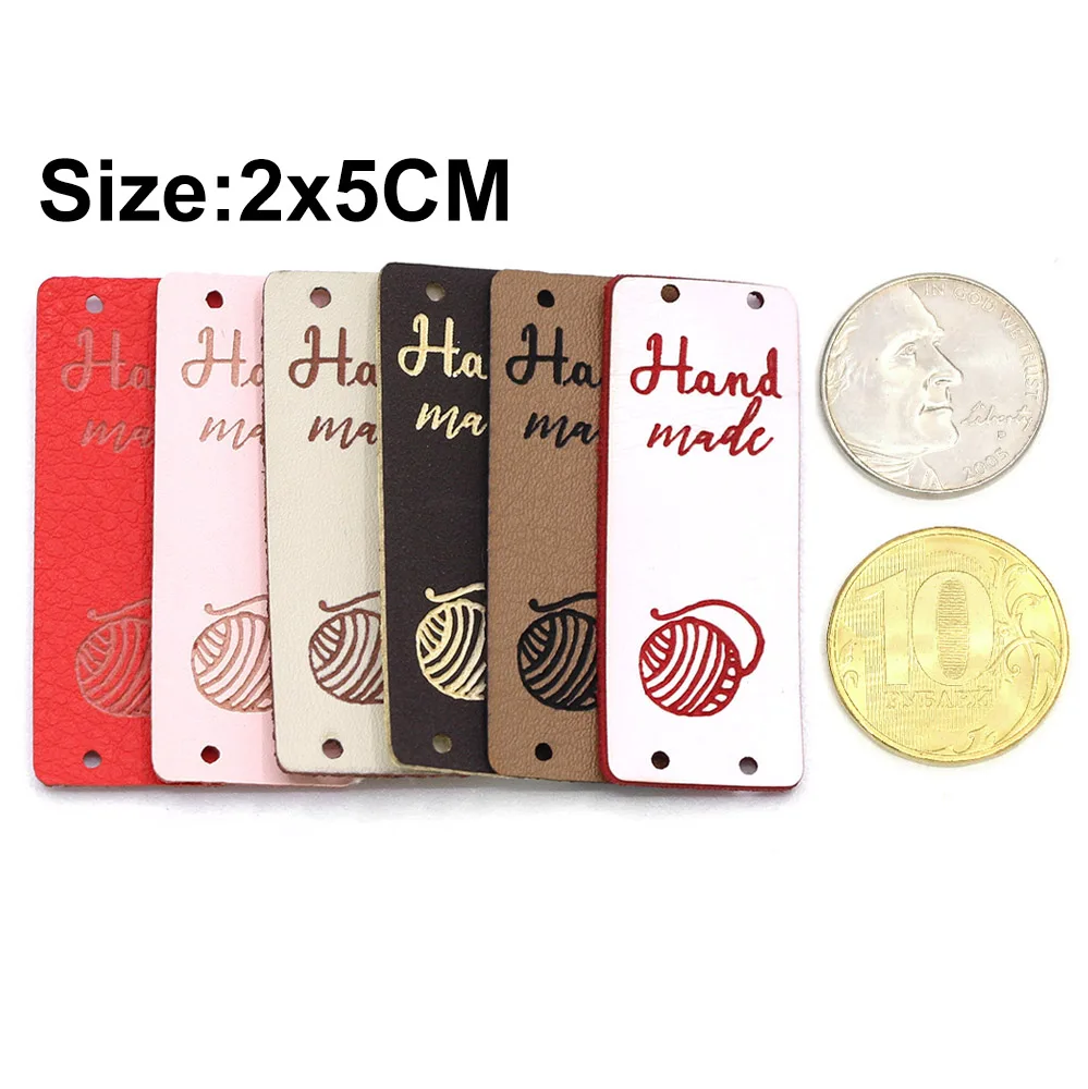 20Pcs Handmade Label Ball Of Yarn Leather Tags For Clothes Hand Made Tags For Hats Knitted Sewing Accessories DIY Gift Handcraft
