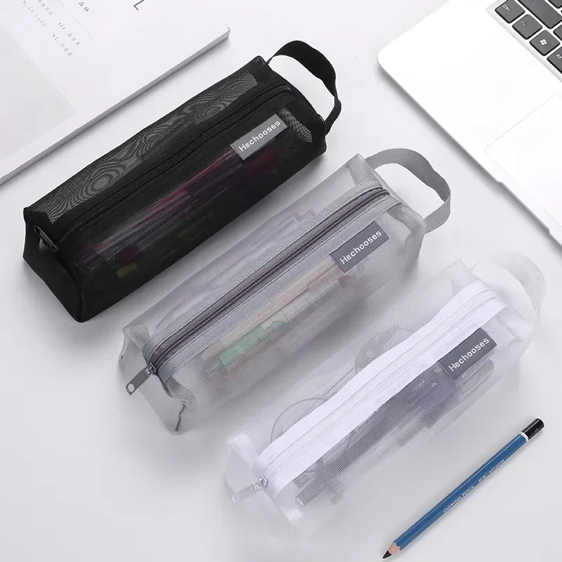 Simple Nylon Small Square Mesh Makeup Case Three-dimensional Coin Purse Key ID Credit Card Holder Bags Mesh Zipper Storage Bags