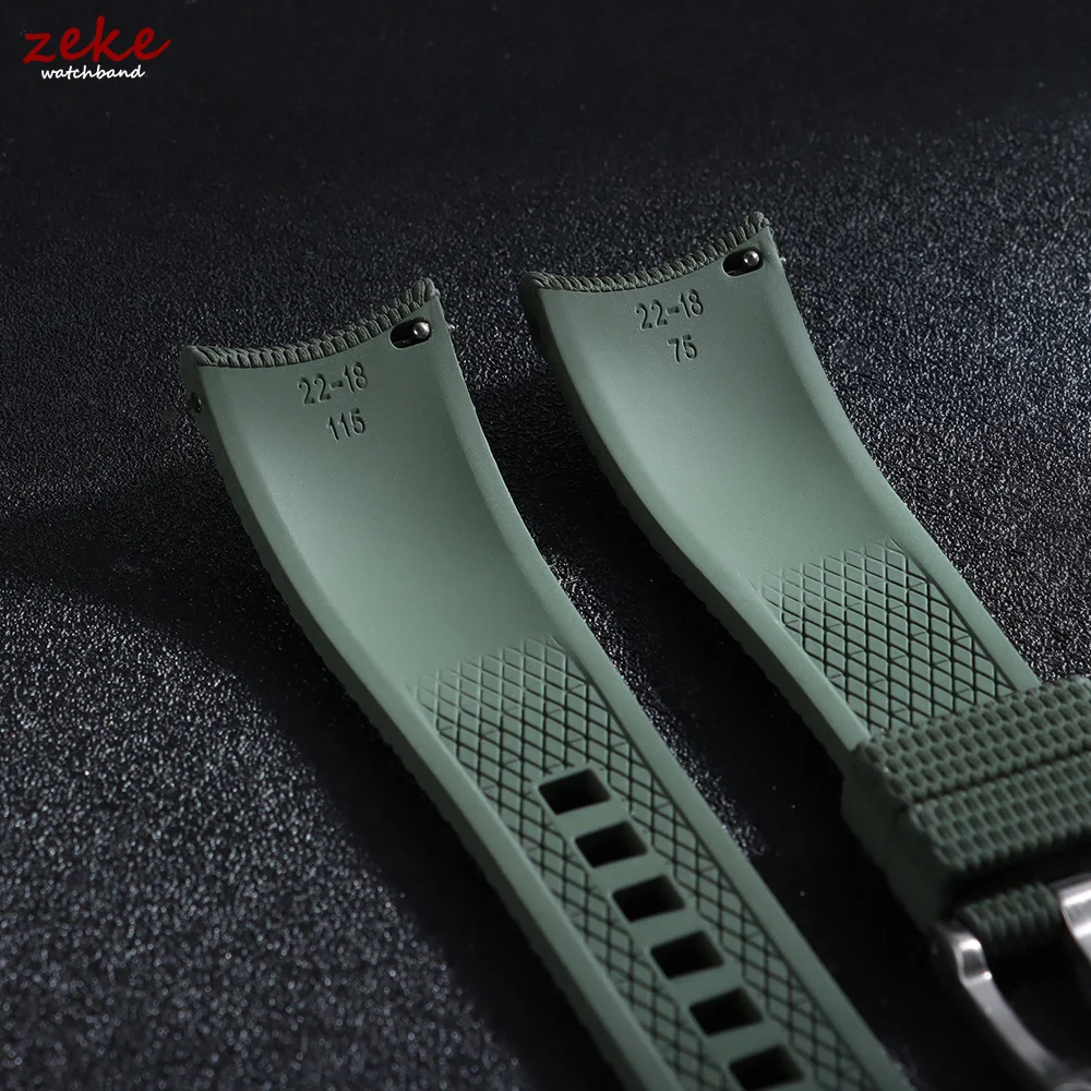Curved End FKM Rubber Quick Release Watch Strap Bracelet - 20mm 21/22mm