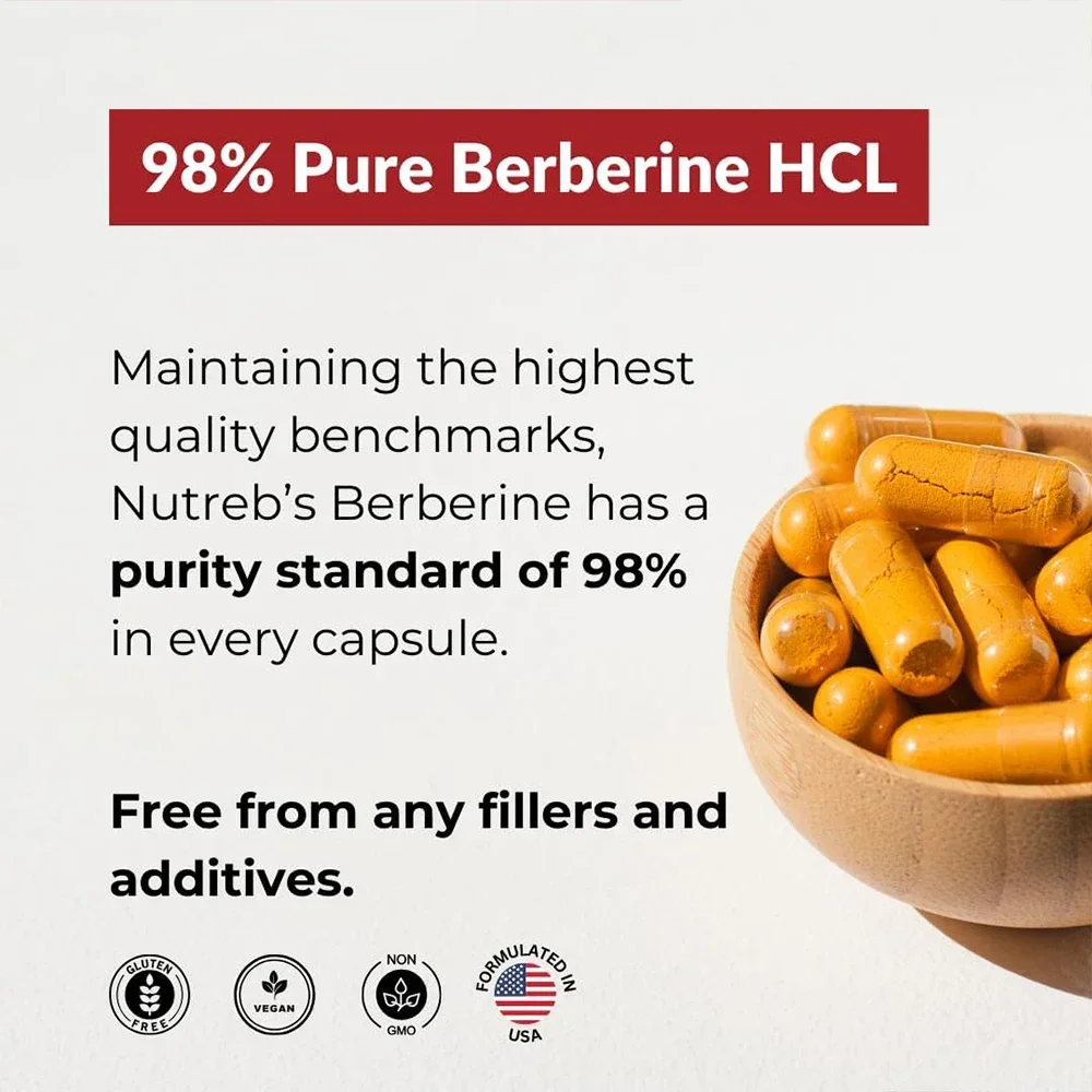 Berberine Supplement 1200 Mg Per Serving Heart Health Weight Management Antioxidant