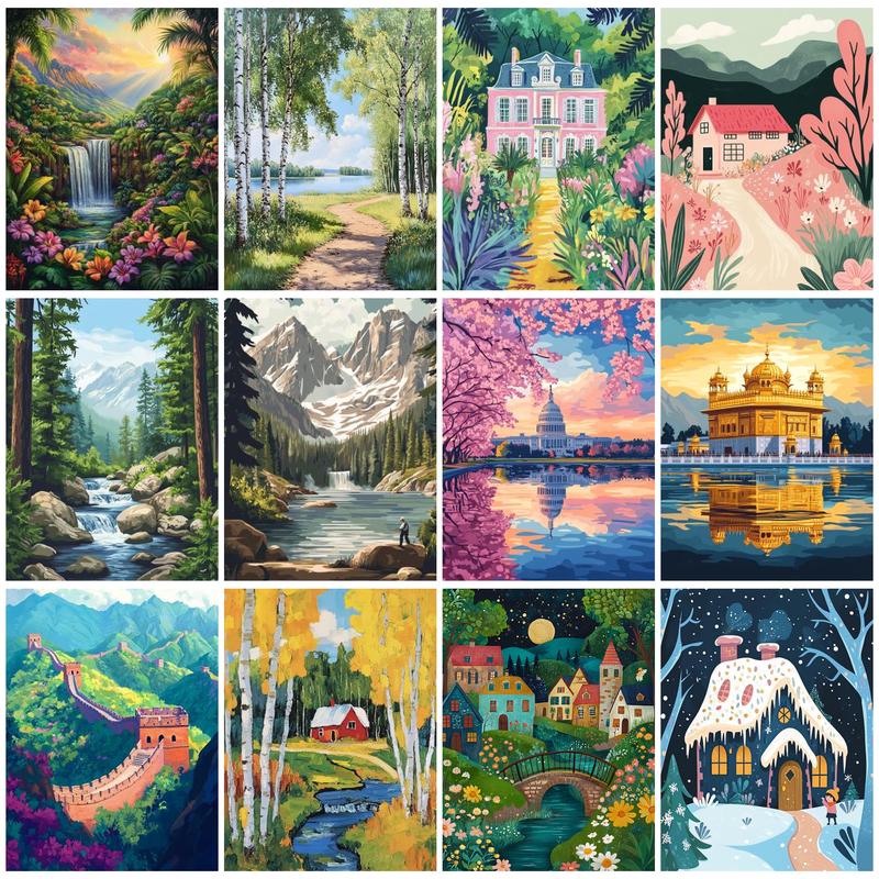 GATYZTORY-Paint By Adult Numbers,Simple hand drawn oil painting scenery,Handicraft Handiwork Art,Drawing On Canvas,Color Markers