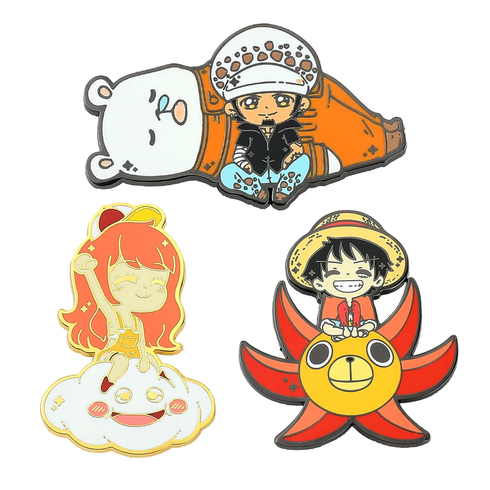 

Japan Anime One Piece Lapel Pins for Backpack Badge Accessories Monkey D. Luffy Nami Metal Enamel Brooch for Hat Jacket Pins