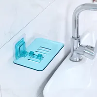 Soap Rack No Drilling Wall Mounted Double Layer Soap Holder Soap Sponge Dish Bathroom Accessories Soap Dishes Self Adhesive 5