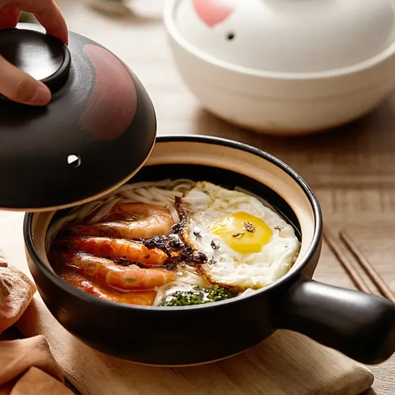Japanese Style Soup Pot Crock Pots Casserole Ceramic Saucepan High Temperature Resistant Cooking Pan for Gas Stove