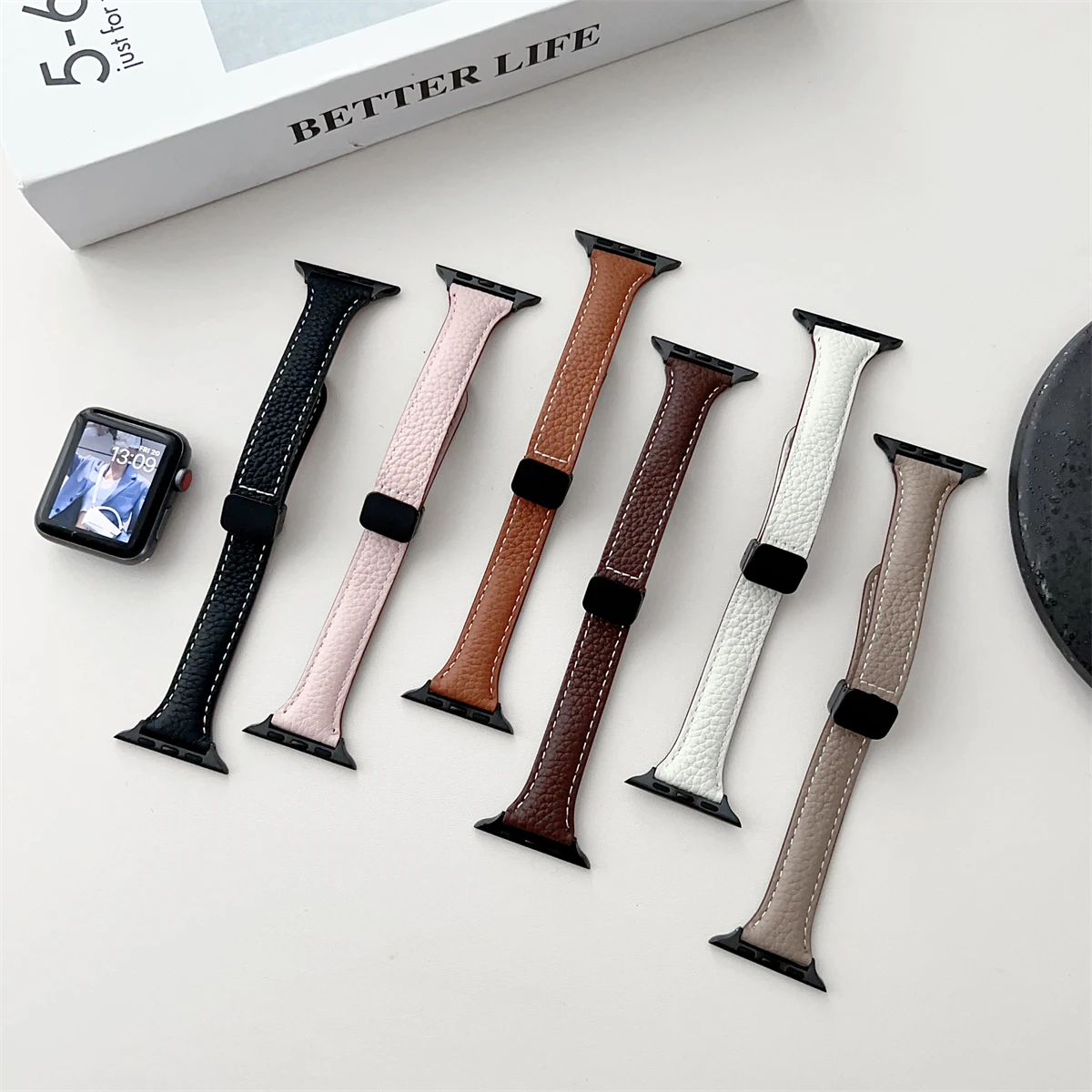 Cinturino orologio in pelle pu alla moda per tutte le serie smartwatch_voghion.com