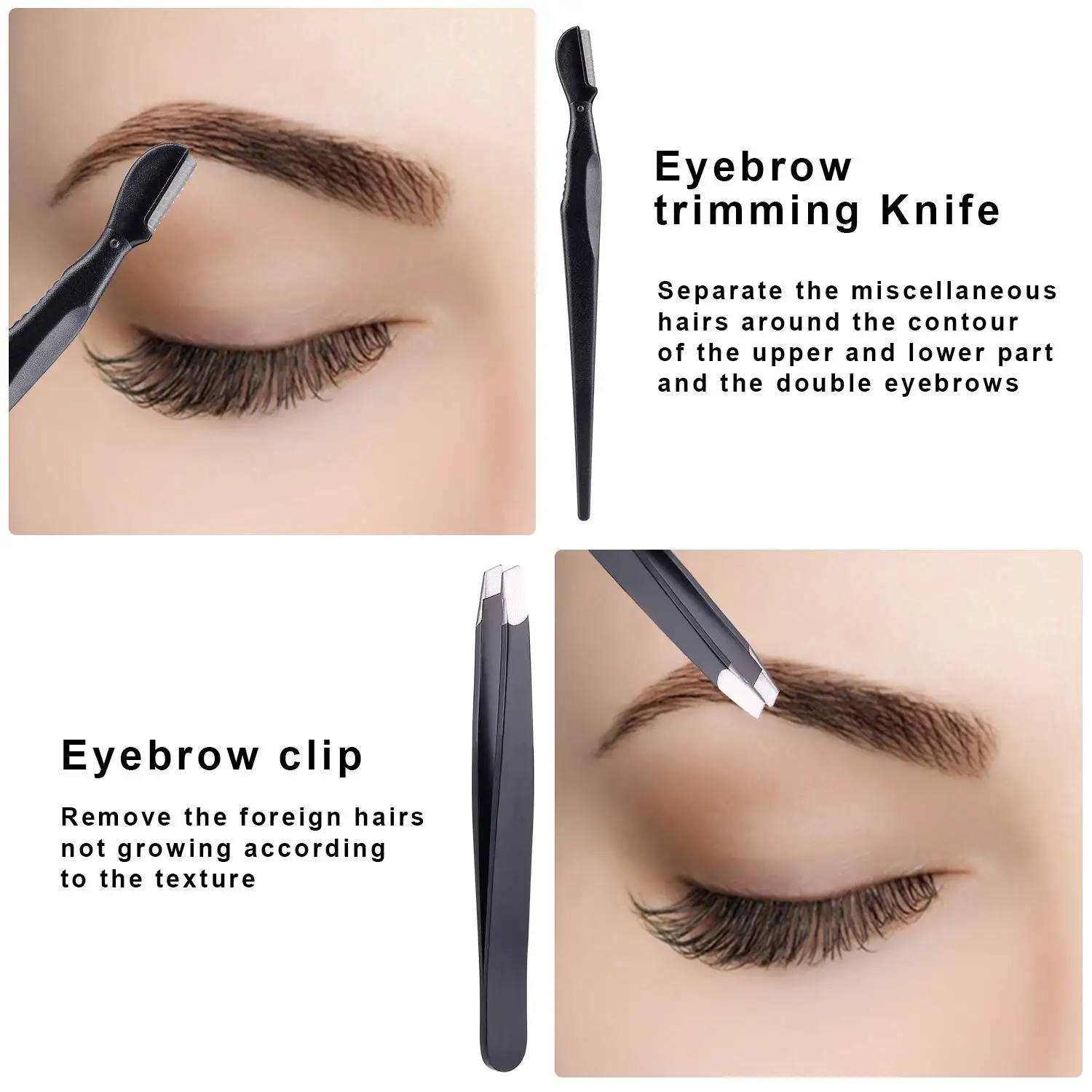 5PCS Specialized Eyebrow Trimmer Set Scissors Tweezers Eyebrow Razor Scraping Comb Razor Clip Makeup Tools Set