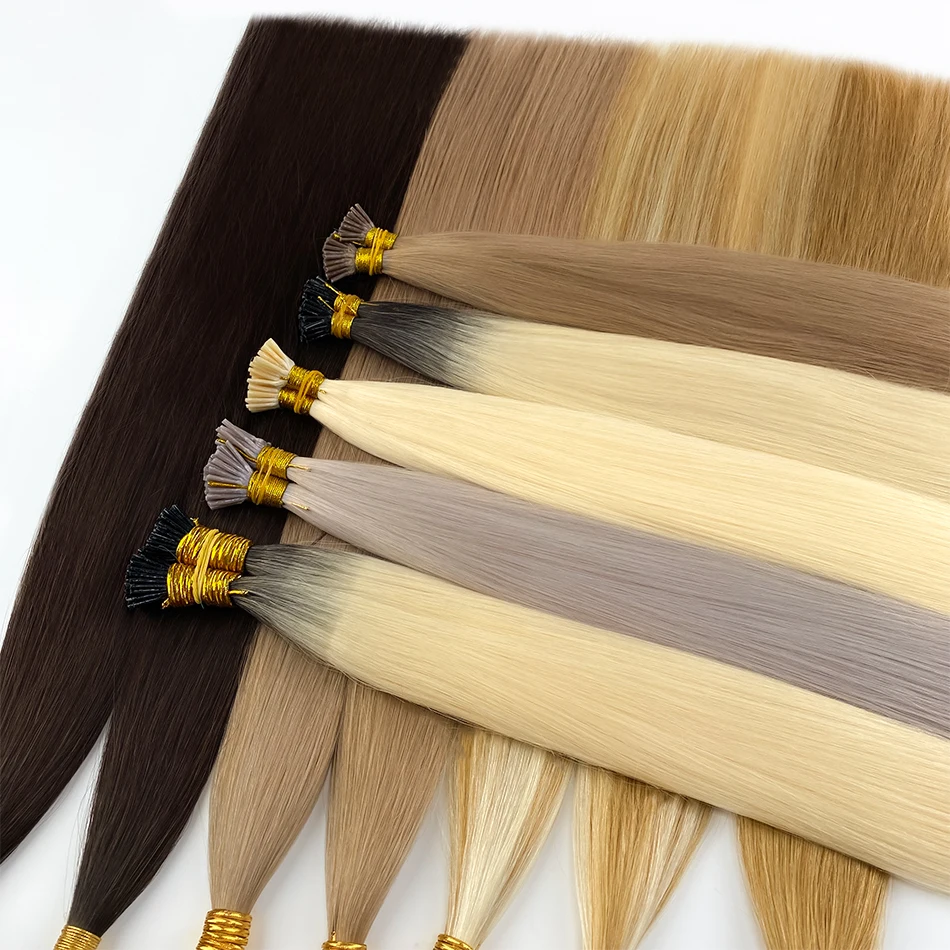 100% Real Straight I Tip Hair Extensions Capsules in Human Hair Fusion Natural Vietnamese Keratin Pre-bonded Blonde Hair Bundles 6