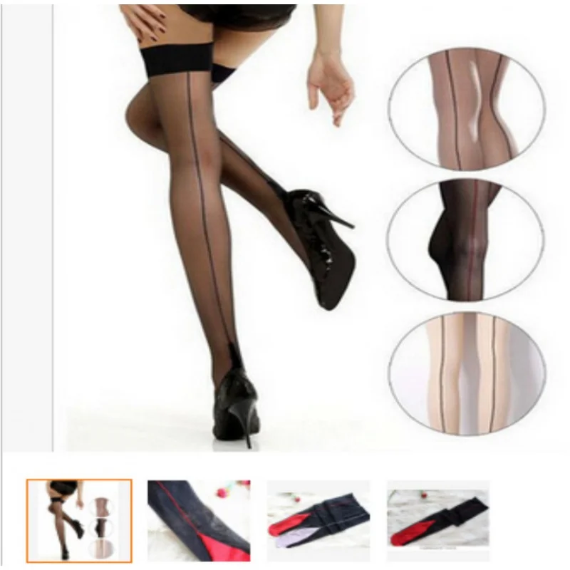 

Summer Over-The-Knee Back Vertical Line Stockings Sexy Over-The-Knee Hold-Ups Thigh High Socks Seductive Stockings For Women