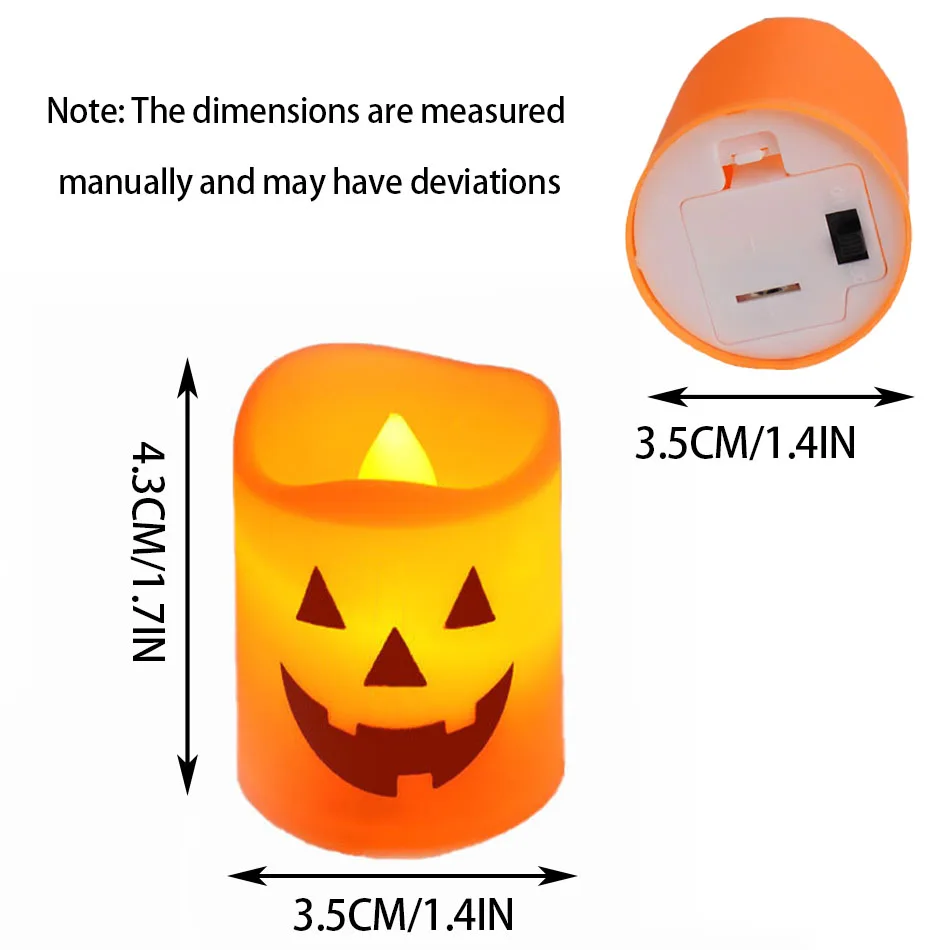 Lot De 6 Bougies LED Halloween - Citrouilles Lumineuses Sans Flamme (3 Visages) - Fonctionnement Piles - Déco De Table Maison Et Fête