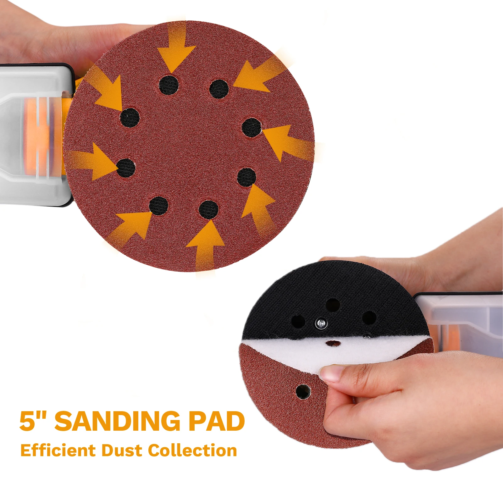 DEKO 300W Orbital Sander Sanding 14000RPM 16 Pieces Sandpaper 125 mm Pad Dust Collector for household Wood and Steel Surf