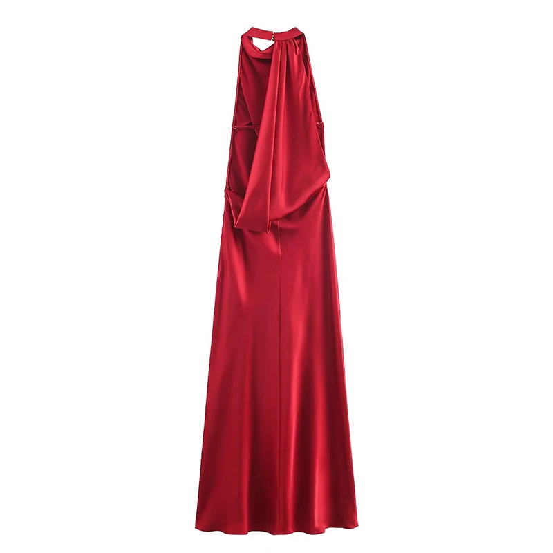 Satin Ruched Long Dresses for Women Sleeveless Summer Dress Woman off Shoulder Party Womens Dresses Beach Female Dress