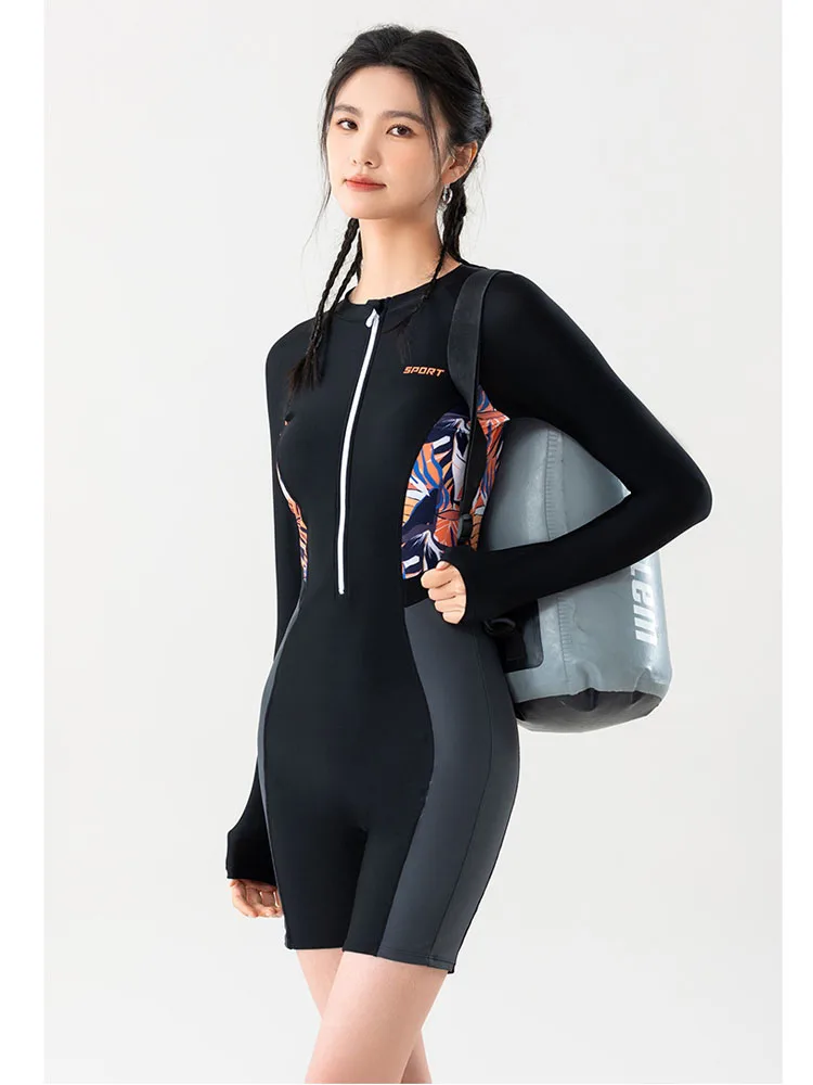 Generisch Ensemble Bikini Tankini Pour Femme Color Block Rash Guard UPF 50 Surf Suit Combinaison De Surf En Néoprène Longueur Genou Petit Maillot De Bain Pour Femme Blanc, B, XXL