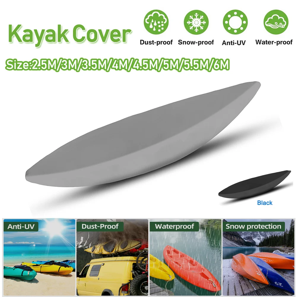 Durable Waterproof Canoe Storage Cover Dust Protector for Fishing Boat Canoe Kayak Outdoor Storage FODER Universal Kayak Cover M: 3.6-4m（11.8-13.1ft 
