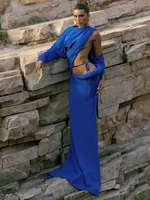 Weird Puss Irregular Chic Dress Women Skew Collar 3D New Design Lace-Up Waistless Sexy Coquette Stretch Slim Split Maxi Bodycon