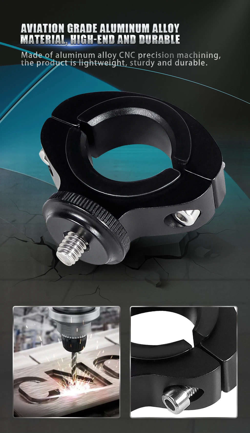Aluminum Alloy Bike Bicycle Handlebar Mount for GoPro Hero13 10 9 8 7 1/4 Screws