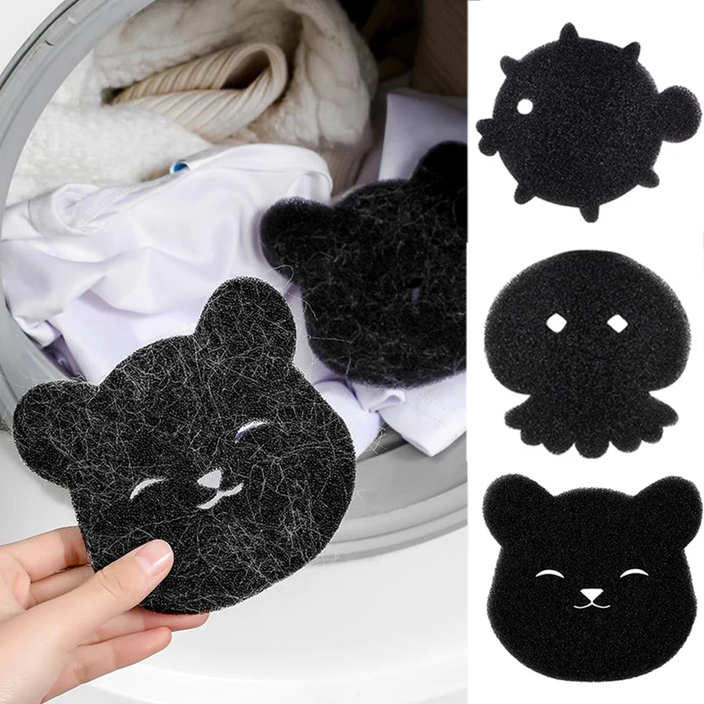 

2pcs Laundry Ball Washing Machine Lint Catcher Bear Shape Pet Hair Remover Reusable Clothes Sofa Cat Dog Hair Cleaning Sponge