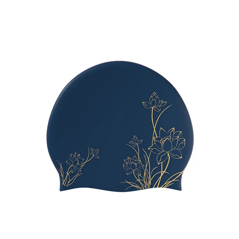Silicone Adult Swimming Cap Large Ear Protection Comfortable No Head Pressure Korean Printing Swimming Cap