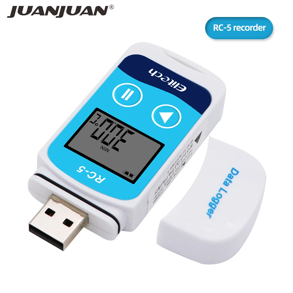 Elitech RC-5+ מקליט נתונים USB PDF ניתן לשימוש מחדש מקליט נתונים לטמפרטורה שדרוג למקרר הובלת שרשרת קרה למעבדות