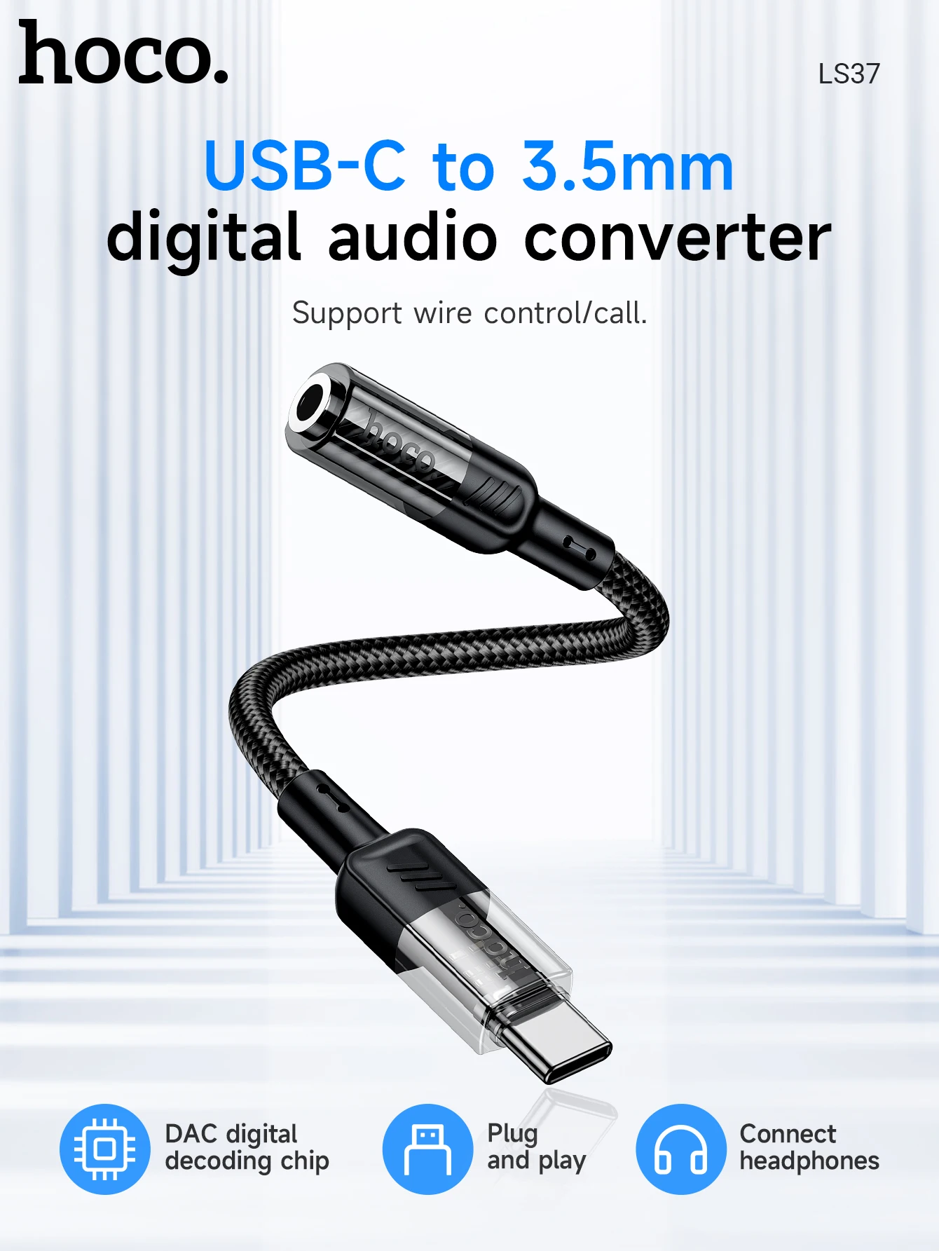 HOCO LS37 USB-C to 3.5mm DAC Audio Adapter