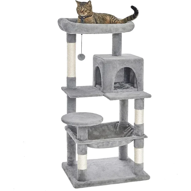 

Catinsider 46.5 inches Cat Tree Multi-Level Cat Tower with Sisal-Covered Scratching Posts, Plush Perches, Hammock and Condo for