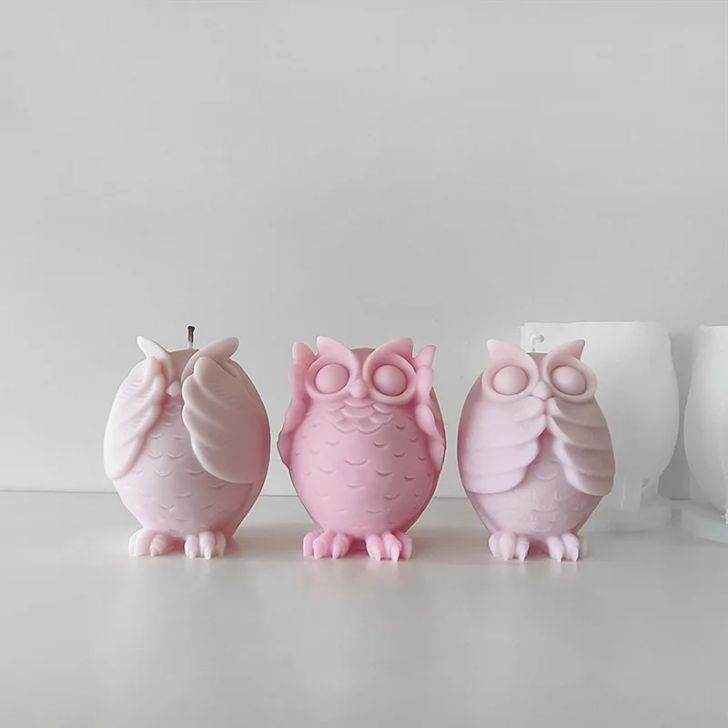 3D Cartoon Owl Silicone Mold DIY Aroma Candle Plaster Ornaments Mould Cute Animal Owl Handmade Soap Candle Making Supplies
