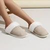 Lucyever Pink Faux Suede Faux Fur Slippers Women Home Warm Non Slip Slides Woman Causal Flat Heels Plush Slipper Shoes Female 4