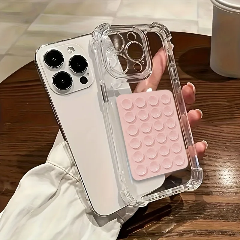 Luxuriöse Transparente Vier-Ecken-Stoßfeste Handyhülle mit 3D-Saugnapf für iPhone 17 16 15 14 13 12 11 Pro Max Plus XS XR Cover
