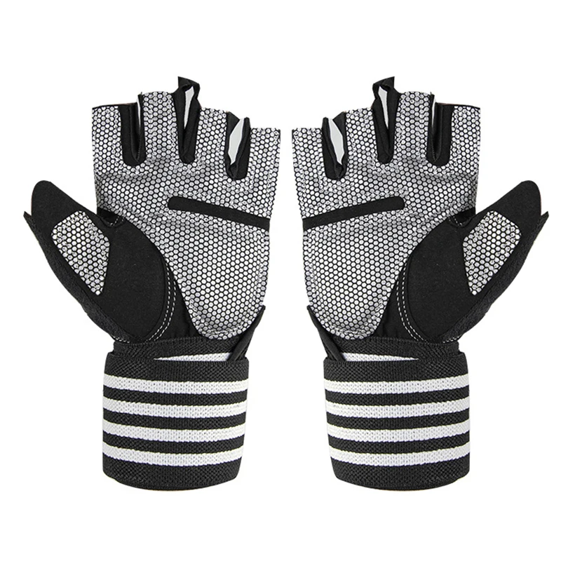 

1 Pair Gym Workout Gloves with Wrist Wraps Support, Weight Lifting Gloves, Full Palm Protection for Fitness, Exercise, Hanging