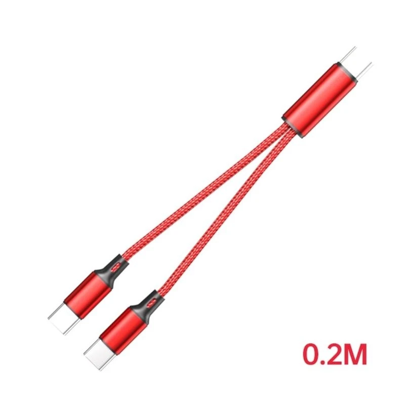 양방향 유형-C 케이블 Y-분배기 충전 코드 와이어 2포트 USB C 남성-남성 커넥터 스마트폰 태블릿용 충전기 와이어