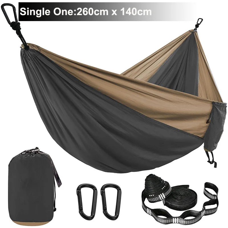 Solid Color Parachute Hammock with Hammock straps and Black carabiner Camping Survival travel Double Person outdoor furniture 