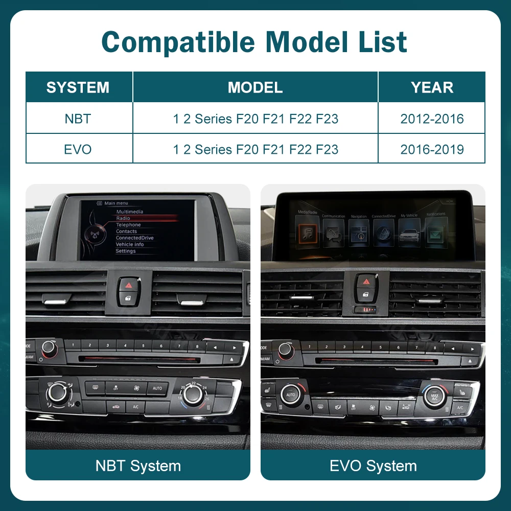 Pantalla multimedia Linux inalámbrica DE 12.3 RoadTop con CarPlay y Android Auto para BMW Serie 1 2 F20 F21 F22 F23 F45 F46 2012-2018 2