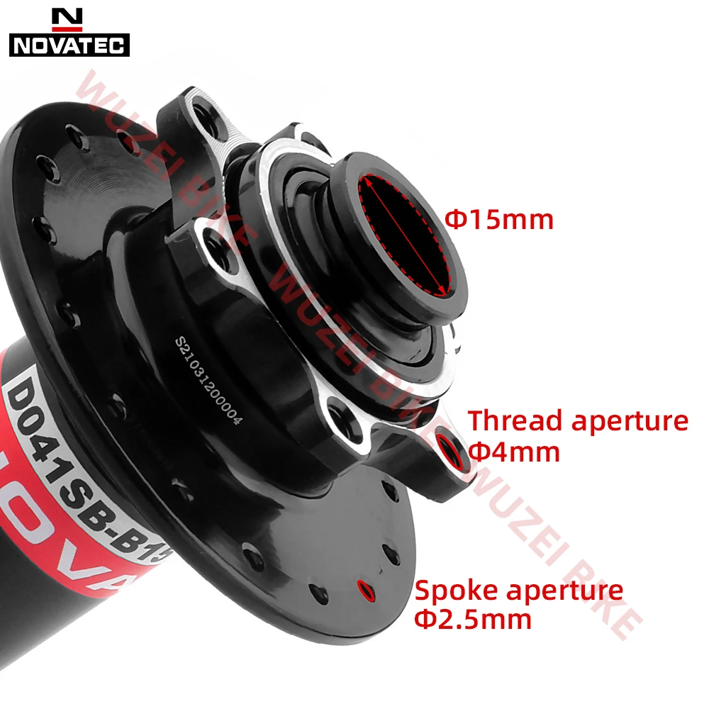 NOVATEC 쓰루 액슬 산악 자전거 프론트 허브, 시마노 MTB 액슬 허브용 프론트 허브, D041SB-15/B15, 32H, 15X110MM, 15X100MM