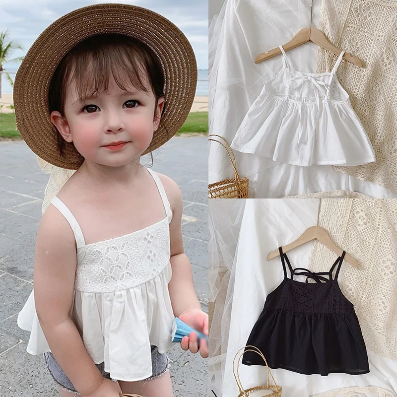Kids Shirts Autumn Girls Sling Sleeveles T-shirt Princess Dress