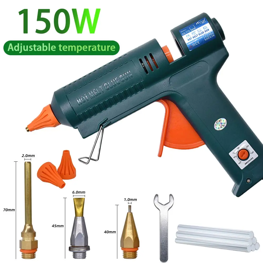150W high power hot melt glue gun leak-proof copper nozzle temperature adjustable using 11mm glue stick DIY household gun tool
