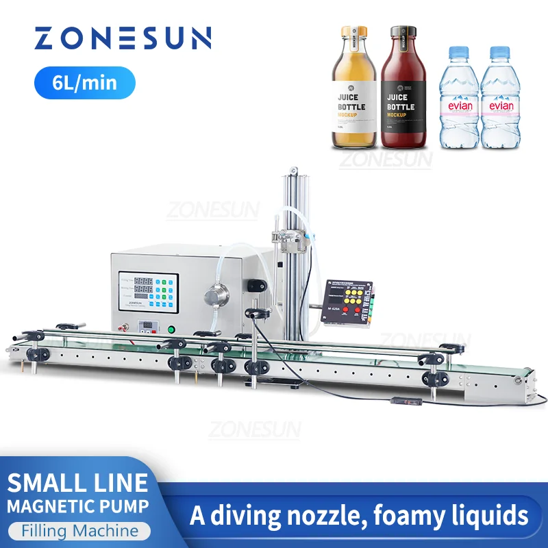 ZONESUN ZS-DTMP1D Liquid Filling Machine Small Automated Line Magnetic Pump Water Juice Beverage Bottle Vial Tube Lifting Nozzle stobag 50pcs transparent matte liquid packaging drinking bags nozzle juice beverage yogurt milk sealed stand up storage reusable