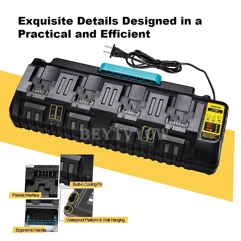 For Dewalt Battery Charger 12V/20V Max Li-ion Batteries 4-Port Battery Charger R