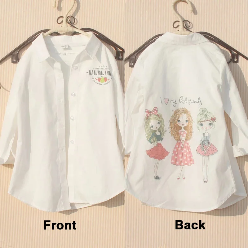 Girls Kids Shirts Spring Children Clothes Cartoon Rabbit Long Sleeve Tops for 8 To 12 Years Teenage Girls