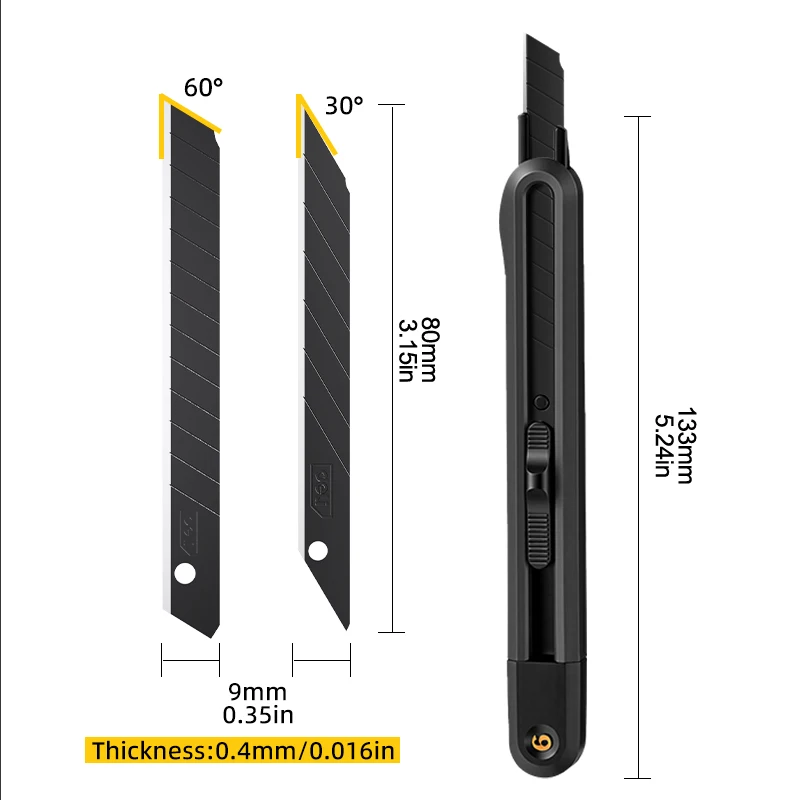 유틸리티 나이프 세트 9mm SK5 금속 블레이드 포켓 나이프 종이 상자 절단 해체용 나이프 가정 및 학교 용품