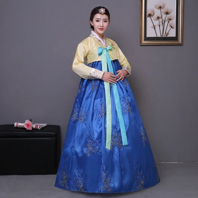 Sequined Korean Traditional Costume Hanbok Female Korea Palace Costume Hanbok Dress National Dance Clothing for Stage Show 89 korean hanbok costume