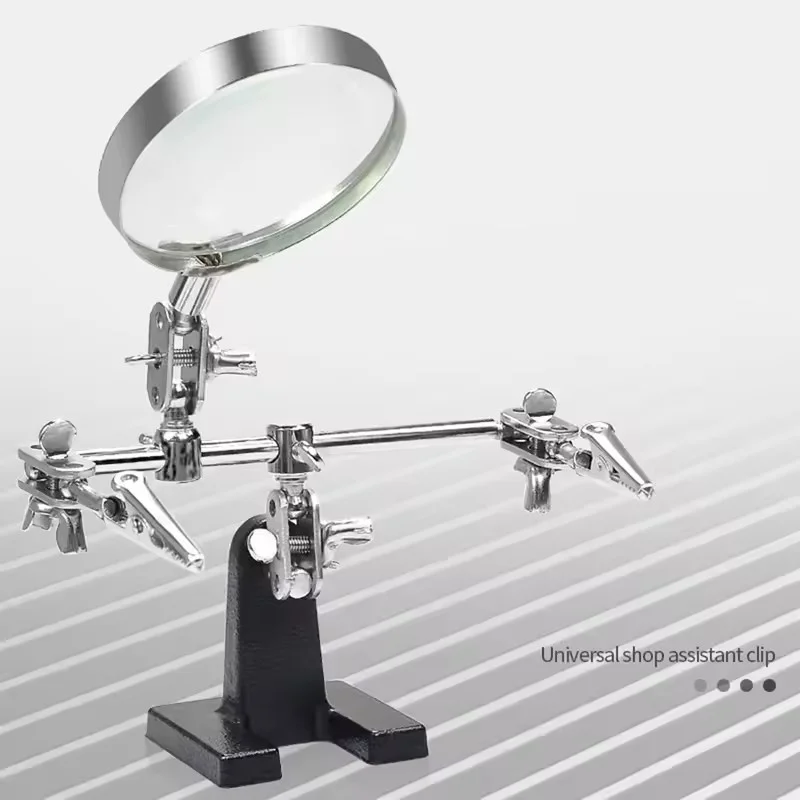 Soldering Station with Magnifying Glass and Auxiliary Clamp