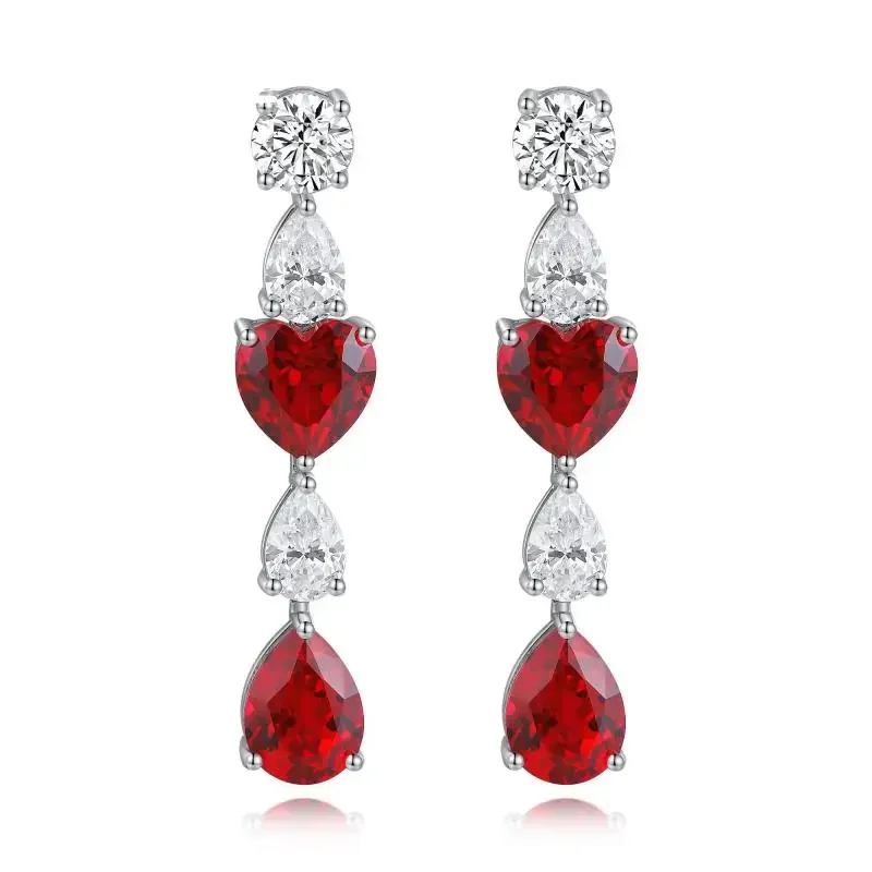 Primiana Elegant  S925 Silver 6.55ct Main Stone  Lab Grown Ruby Water Drop Earrings  Jewelry for Women Party Gifts primiana elegant s925 silver 6 55ct main stone lab grown ruby water drop earrings jewelry for women party gifts