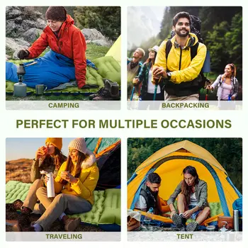 WESTTUNE Camping Sleeping Pad Ultralight Camping Mat with Pillow Built-in Foot Pump Inflatable Mattress for Backpacking Hiking 6