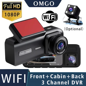 Dash Cam a 3 Canali per Auto, Registratore Video 1080P, Dashcam con WIFI e APP, Telecamera DVR per Auto con Visione Anteriore e Posteriore, Visione Notturna, Accessorio Auto