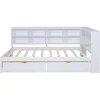 Daybed with Storage Drawers and Bookcase, L-Shape Daybed with USB Ports and Headboard with Storage Headboard, Corner Bed Frame 6