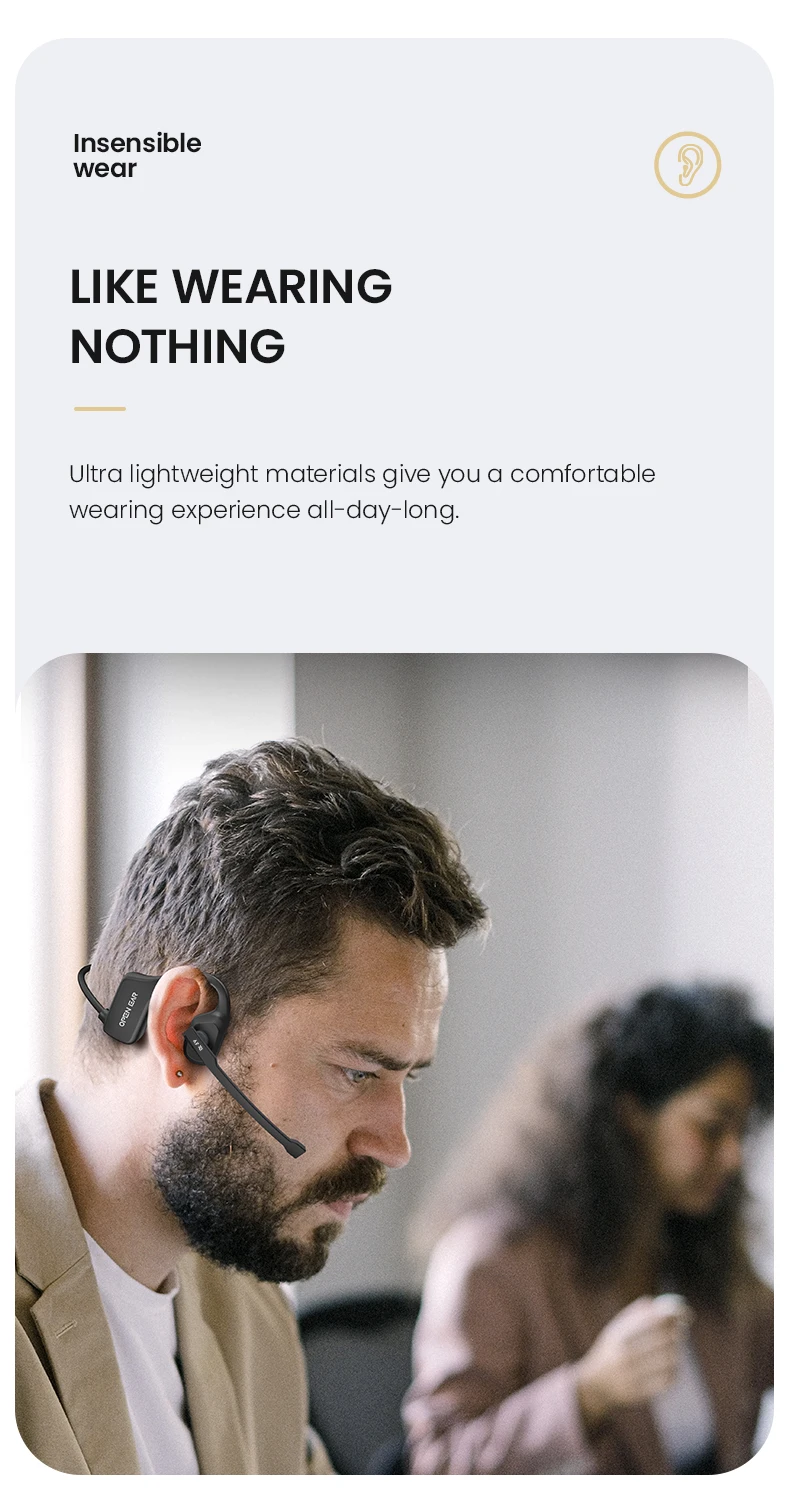 EASYBUDS Handsfree Bluetooth Air Bone Conduction Earp With Noise Cancelling Boom Microphone Business Open Ear_voghion.com