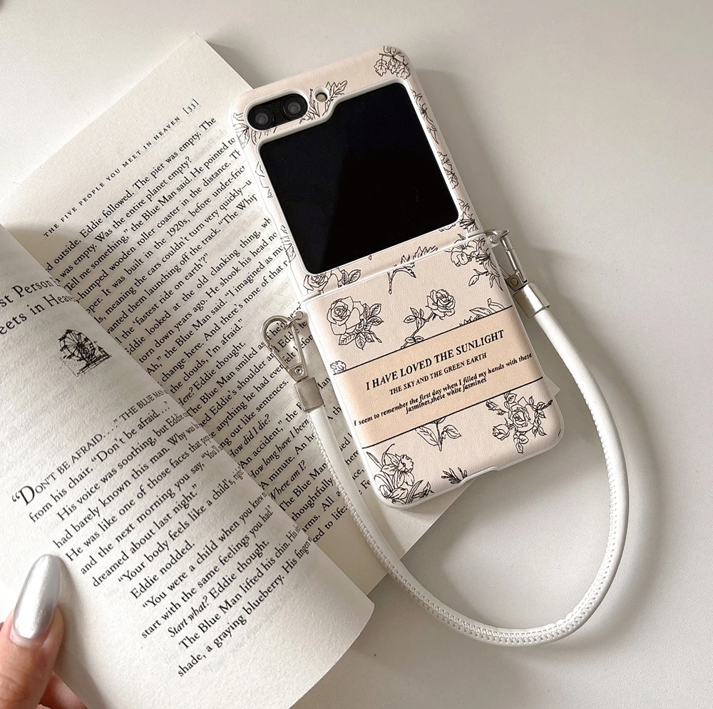 لسامسونج غالاكسي Z فليب 5 روز زهرة حالة للطي جراب...