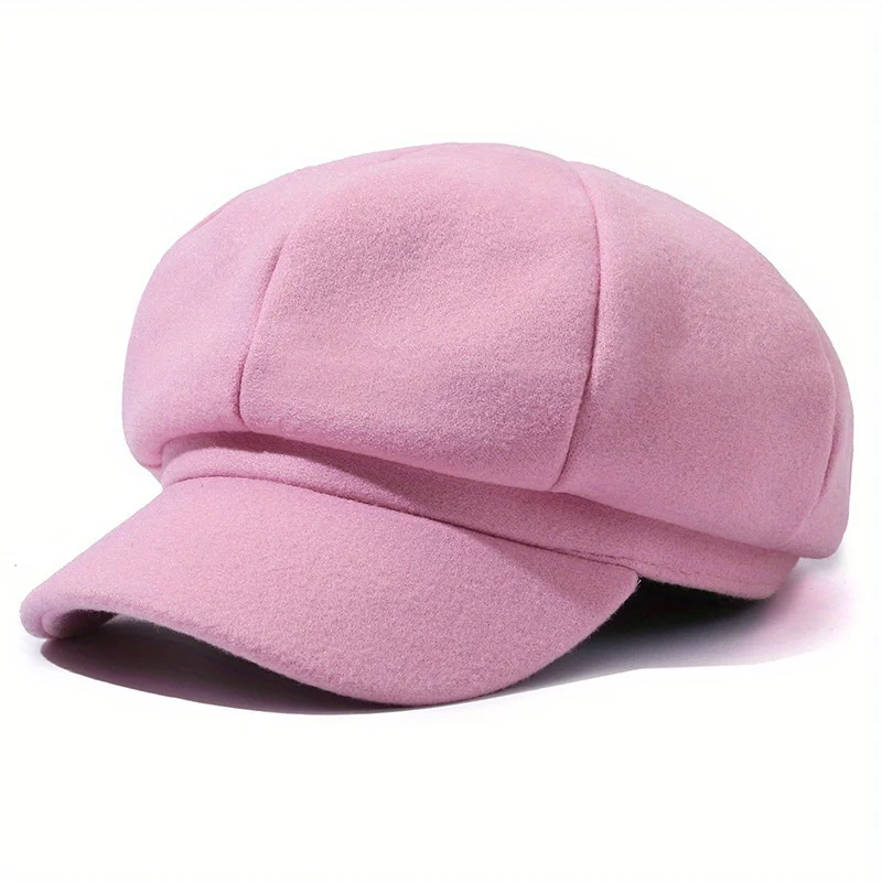 Casual hat beret hat newsboy cap newsboy hat woolen beret Fashion Solid Color Woolen Beret Autumn and Winter Outdoor Cotton Hat Windproof Newsboy Hats Men Women Universal Painter Caps