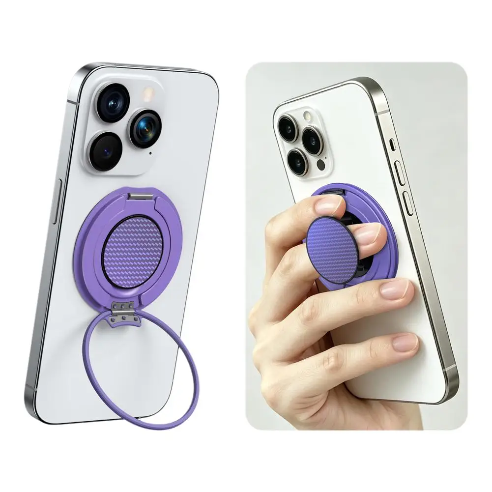 Versatile Magnetic Aluminum Phone Stand with 360° Rotating Ring Grip