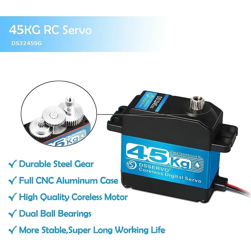 Servo numérique DS3245 45KG étanche, angle de rotation 180/270° pour Baja, avec bras de servo